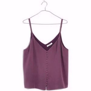 Madewell Purple 100% Silk Button-Down Cami